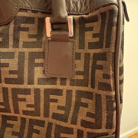 Fendi Brown and Tan Logo Boston Bag - Picture 10 of 11